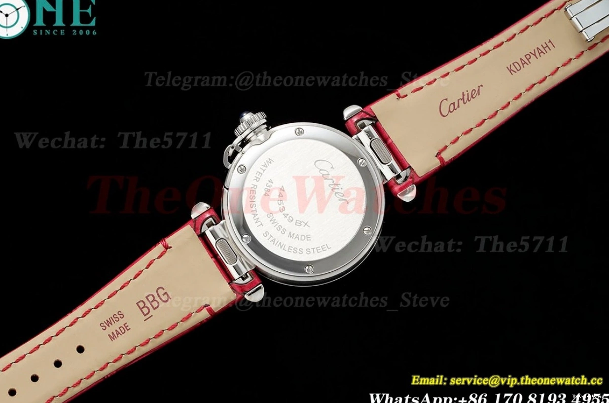 AF Pasha LE Dial White RG 30mm De Red Cartier SS Ladies Quartz 1227